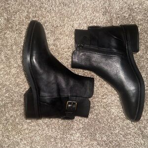 Cole Haan Black Leather Ankle Booties with Buckle